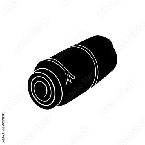 sleeping bag roll silhouette on white background  .svg