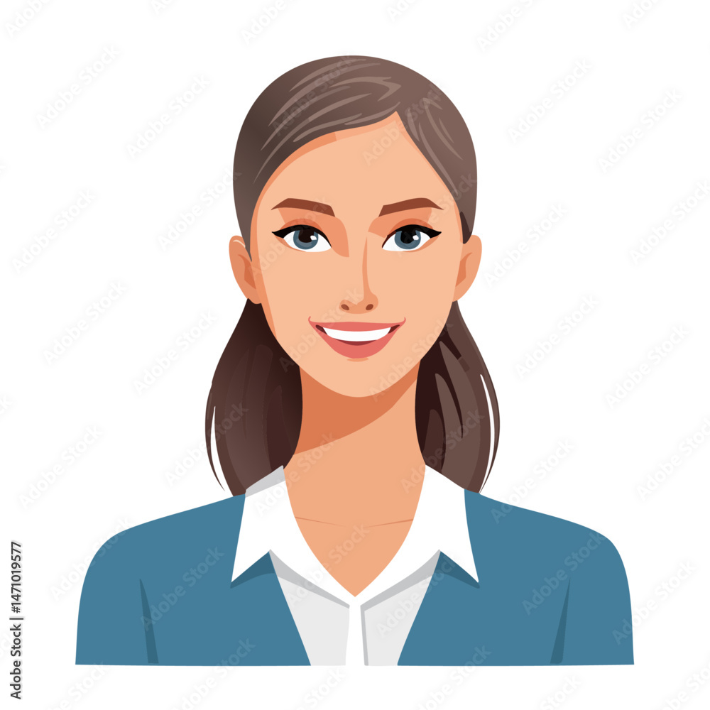 Flat Vector. Portrait of only one Woman. Simple Background. Flat Vector. Portrait of only one Woman. Simple Background.