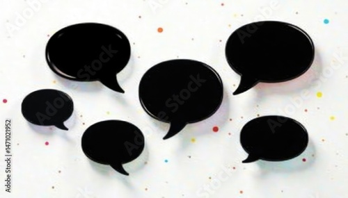 Bold black speech bubbles on white, geometric pattern, black, pattern, contrast