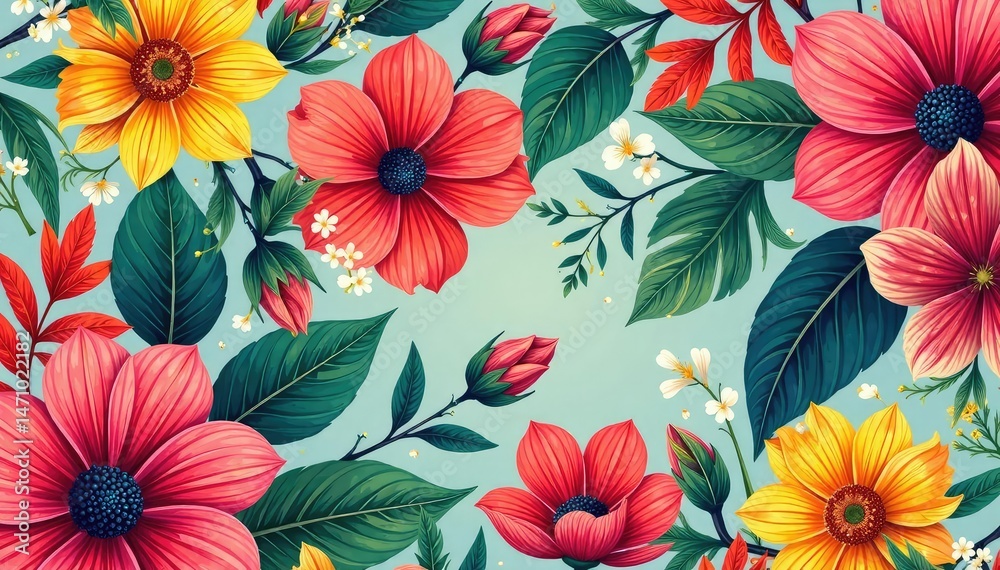 Bold vibrant floral pattern, ideal for summer promotions , pattern, flowers Bold vibrant floral pattern, ideal for summer promotions , pattern, flowers