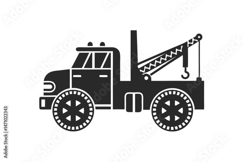 Towing Truck icon silhouette vector illustration