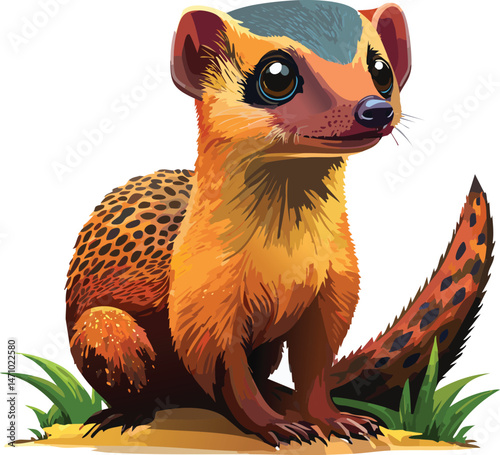 Mongoose isolated on a transparent or white background, vector illustration
