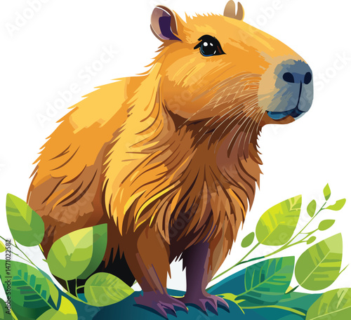 Capybara isolated on a transparent or white background, vector illustration
