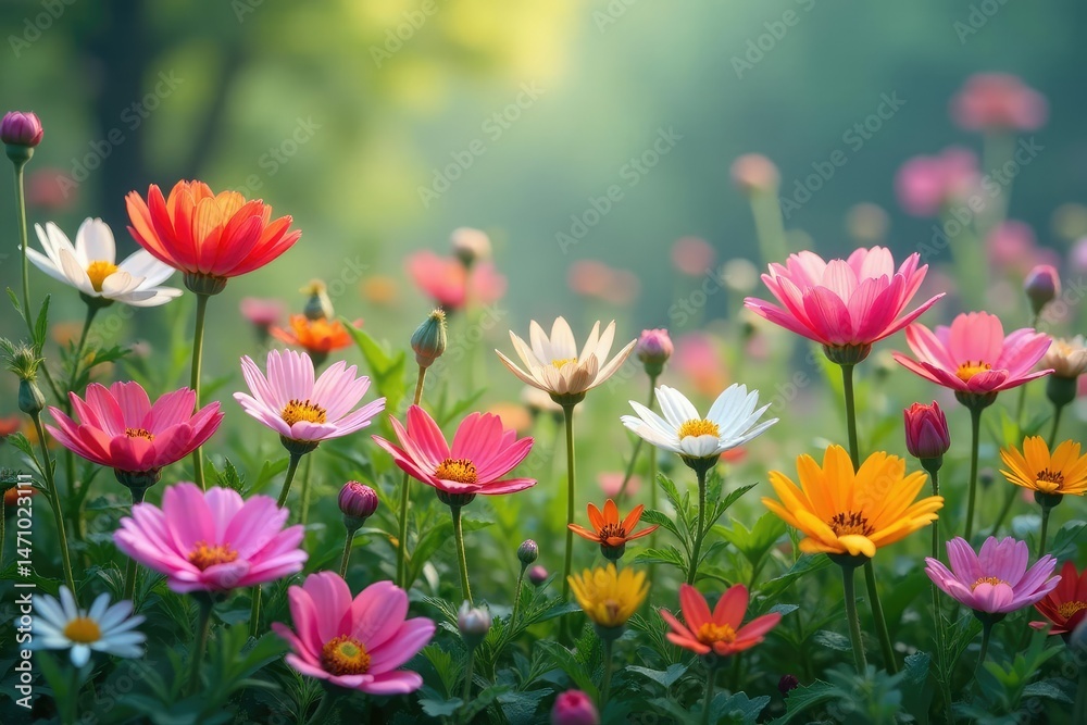 Delicate, densely packed wildflowers, rhythmic design , textile, rustic Delicate, densely packed wildflowers, rhythmic design , textile, rustic