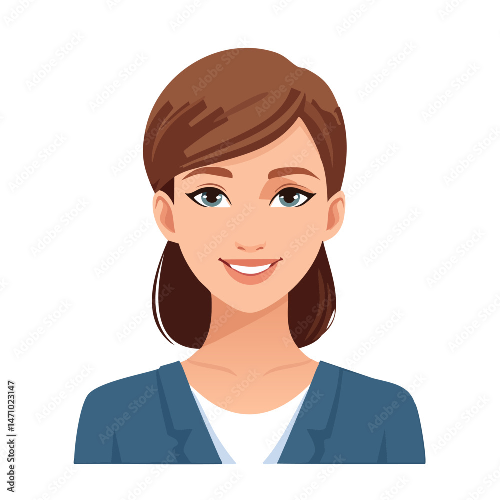 Flat Vector. Portrait of only one Woman. Simple Background. Flat Vector. Portrait of only one Woman. Simple Background.