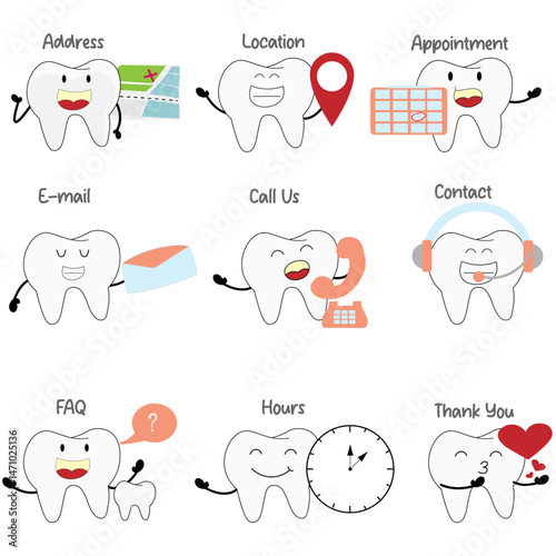 Set tooth vector icon illustration, Dental Illustration.