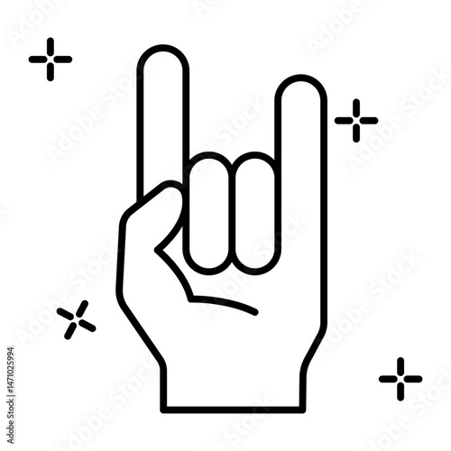 rock hand sign outline icon