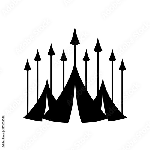 tent stakes silhouette on white background  