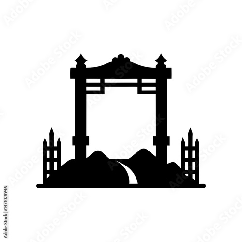 trailhead gate silhouette on white background  .svg
