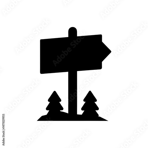 trailhead information board silhouette on white