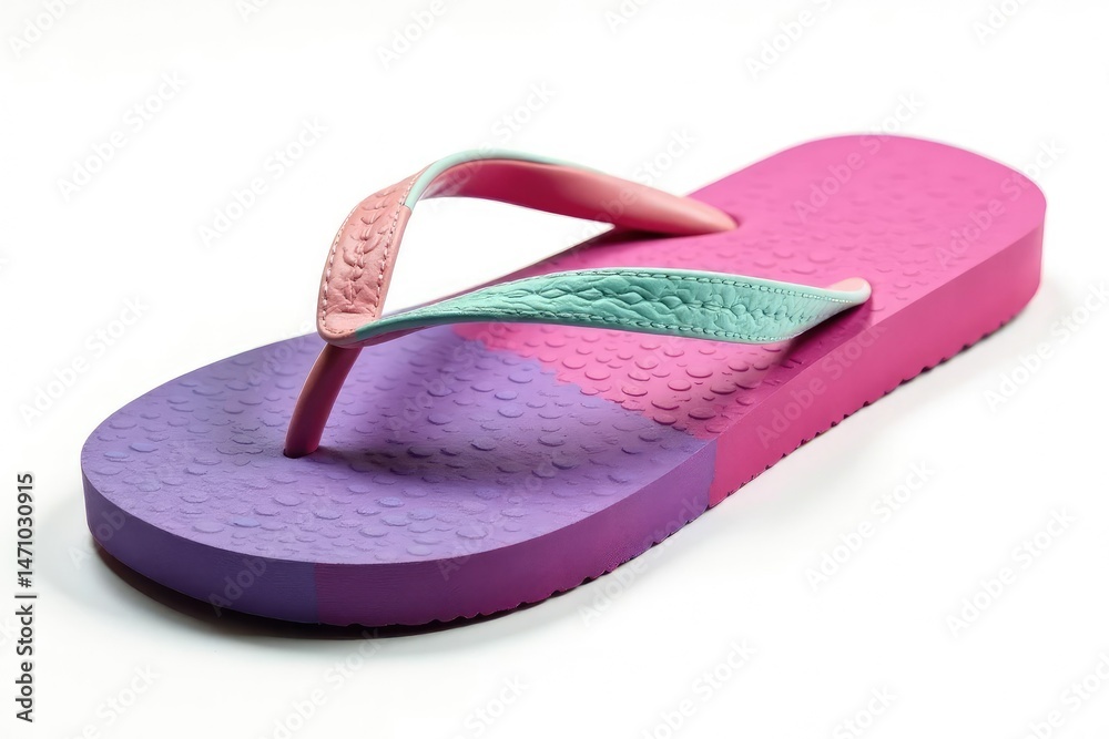 Close-up of a single flip-flop isolated on white background , design, fashion Close-up of a single flip-flop isolated on white background , design, fashion
