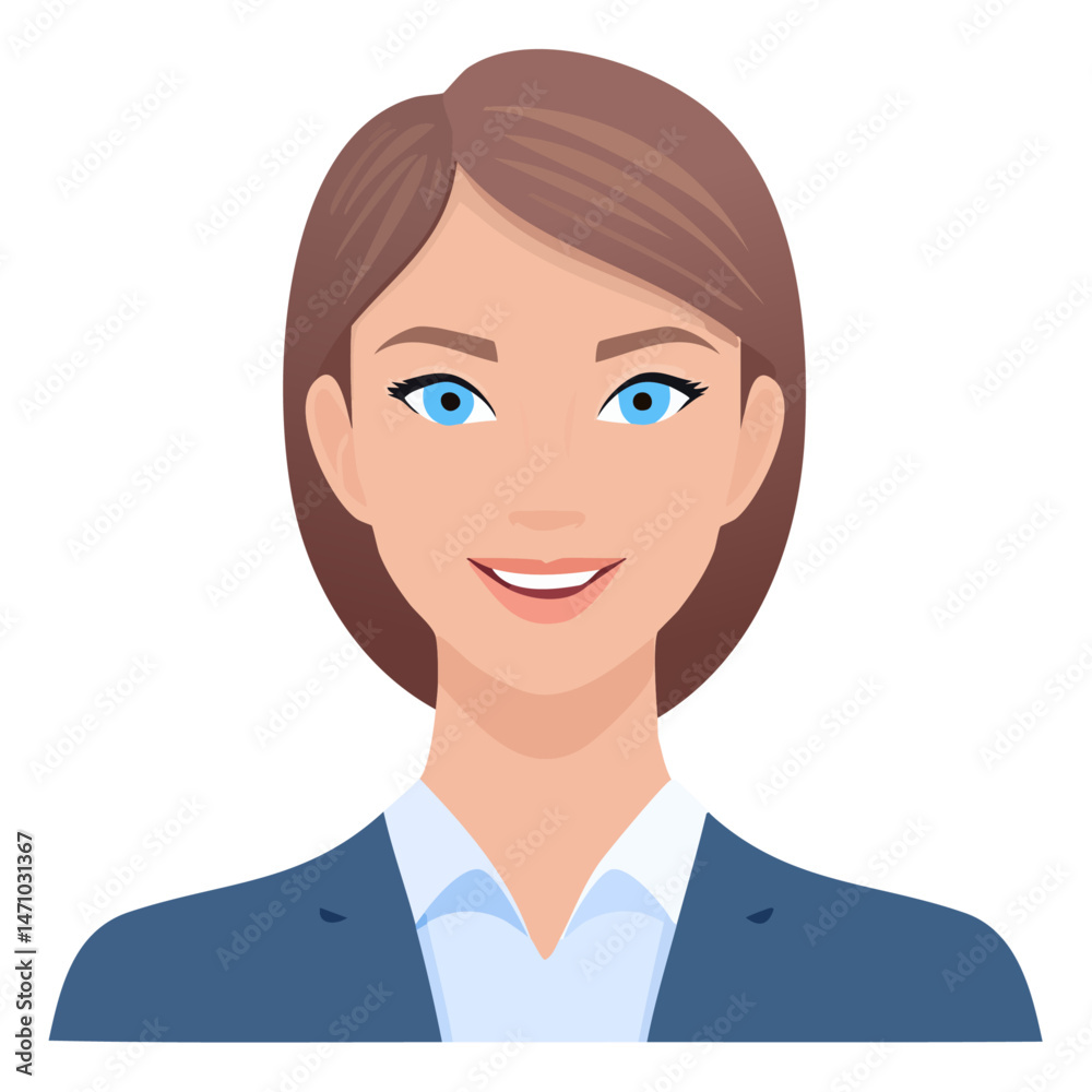 Flat Vector. Portrait of only one Woman. Simple Background. Flat Vector. Portrait of only one Woman. Simple Background.