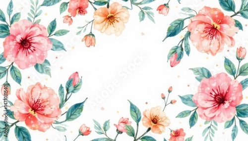 Delicate watercolor floral pattern, soft pastel hues, spring, advertisement