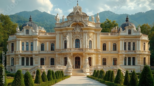 Historic european palace with baroque architecture style high resolution image