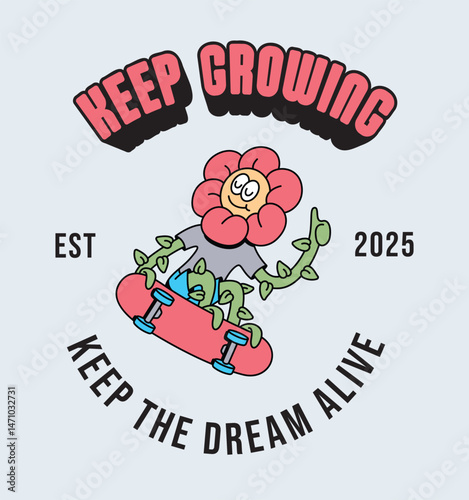 flower skateboard retro cute illustration