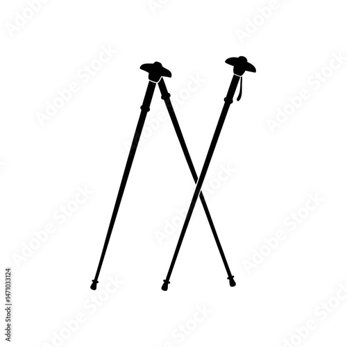 trekking poles silhouette on white background  .svg
