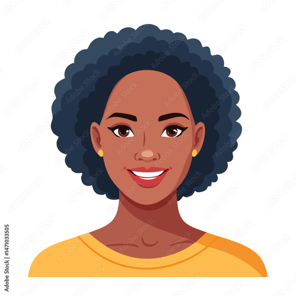 Flat Vector. Portrait of only one Woman. Simple Background. Flat Vector. Portrait of only one Woman. Simple Background.