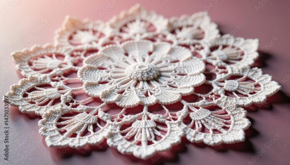 Obraz premium Intricate floral lace doily, delicate threads , stylish, elegant, aesthetic