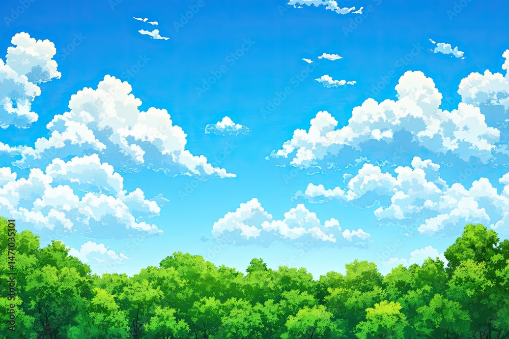 Fototapeta premium Flat design of rainforest canopy landscape background vector illustration
