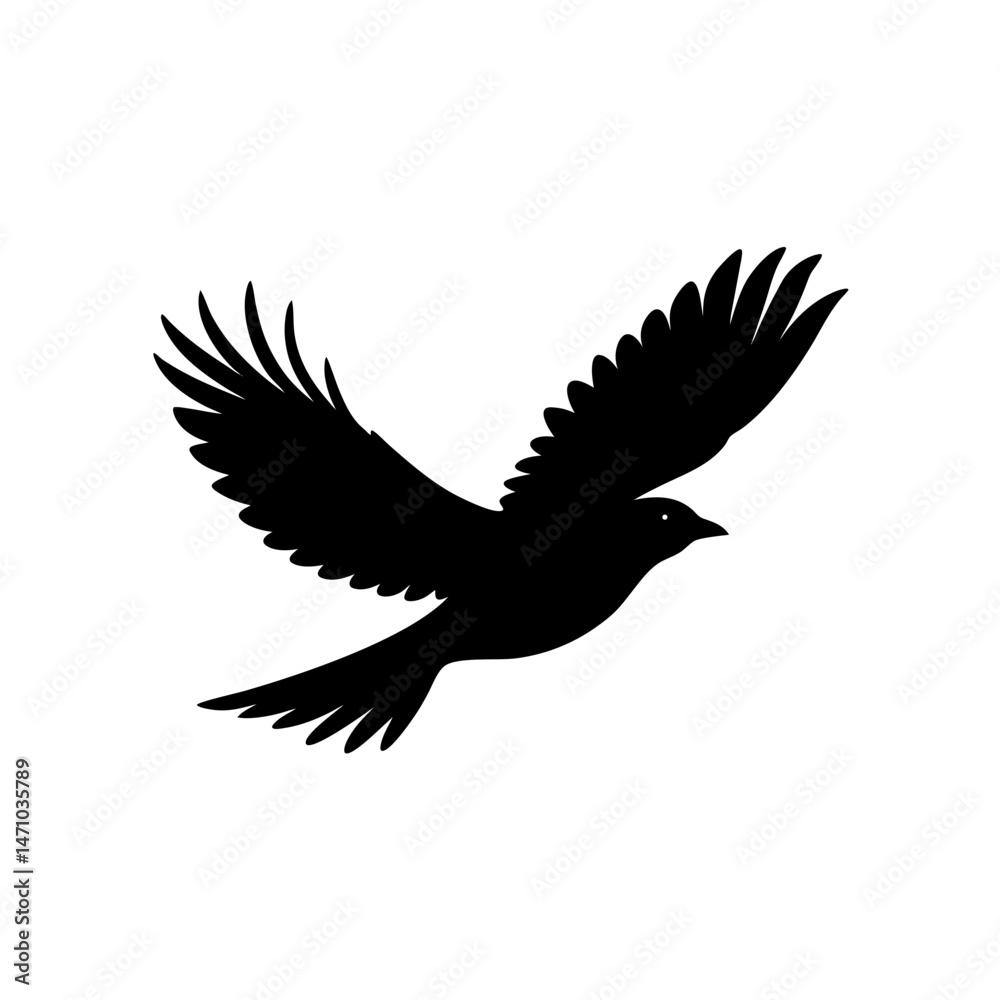Fototapeta premium wild bird in flight silhouette on white background.svg