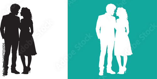 Wallpaper Mural Silhouettes of romantic couple, couple collection set, couple lovers romantic moment vector illustration Torontodigital.ca