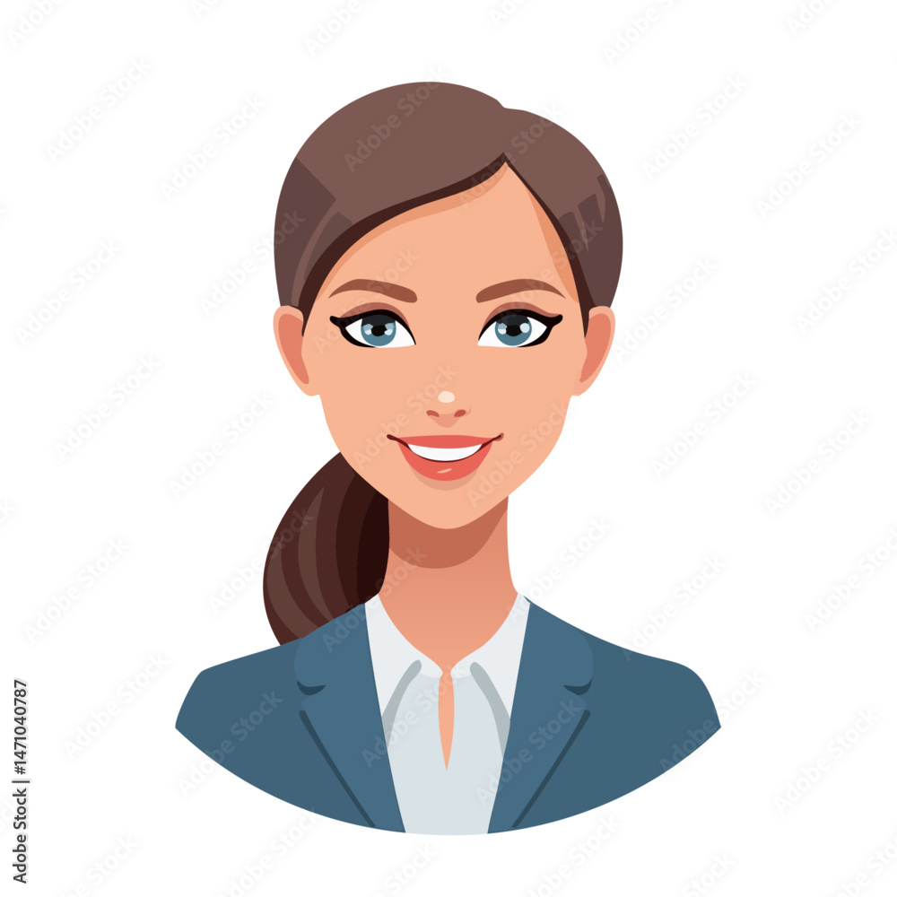 Flat Vector. Portrait of only one Woman. Simple Background. Flat Vector. Portrait of only one Woman. Simple Background.