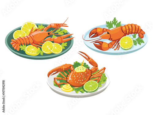 vector illustration of a Moreton Bay Bugs (Flathead Lobster Grilled or Served with Garlic Butter)