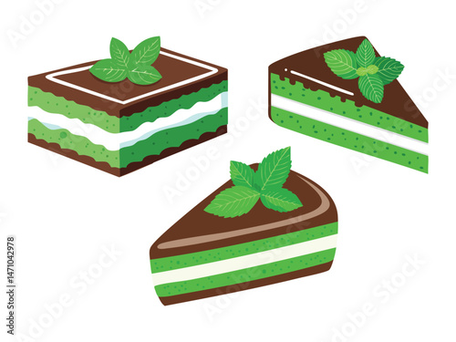 vector illustration of a Mint Slice (Chocolate Biscuit with Mint Cream Filling)