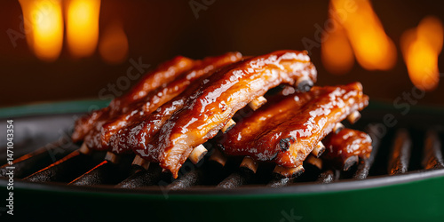 Grilled ribs on a barbecue