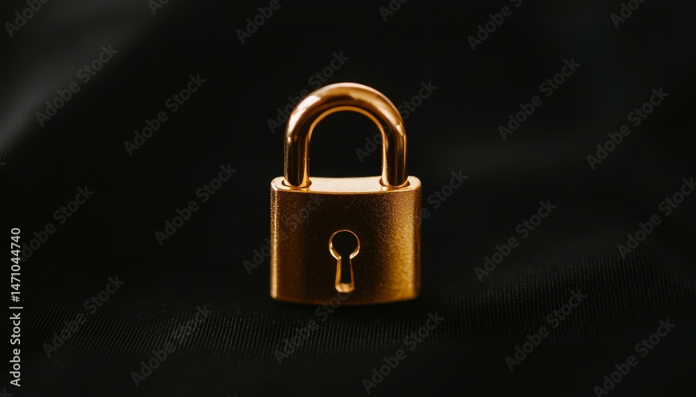 Fototapeta premium Golden padlock on black background
