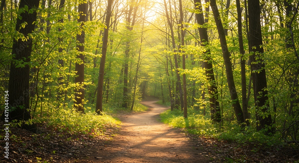 Obraz premium Sunlit Path, Whispering Woods