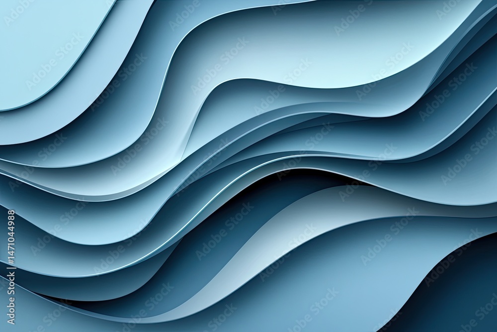 Obraz premium Abstract blue wavy layered design