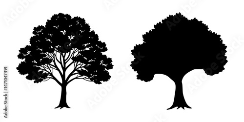 tree silhouette set natural landscape forest elements vector illustration design