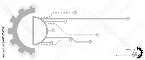 Vector digital technology gear icon concept on white background.