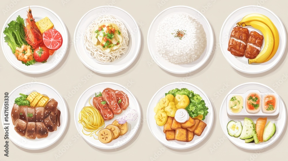 Assorted Dishes on Plates (3) Assorted Dishes on Plates (3)