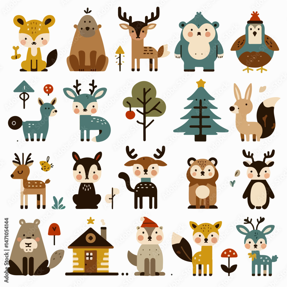 Obraz premium cute woodland characters