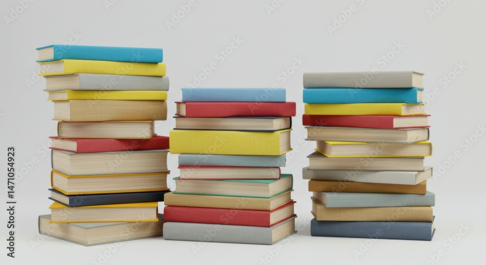 Fototapeta premium Stacked books of various colors