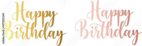 Happy Birthday Text in Gold and Pink Calligraphy Elegant Vector Design
