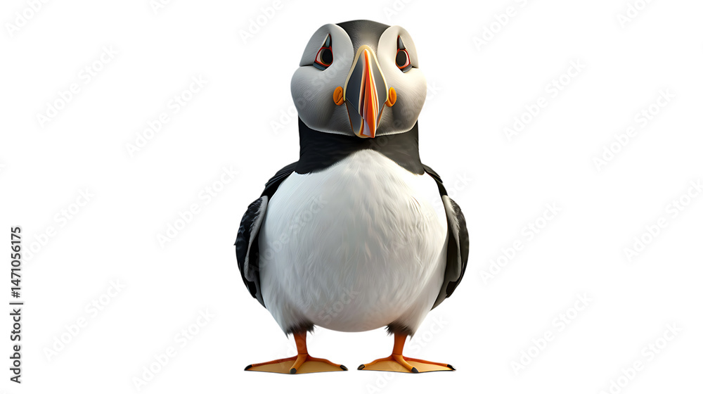 Naklejka premium A puffin with a transparent background.