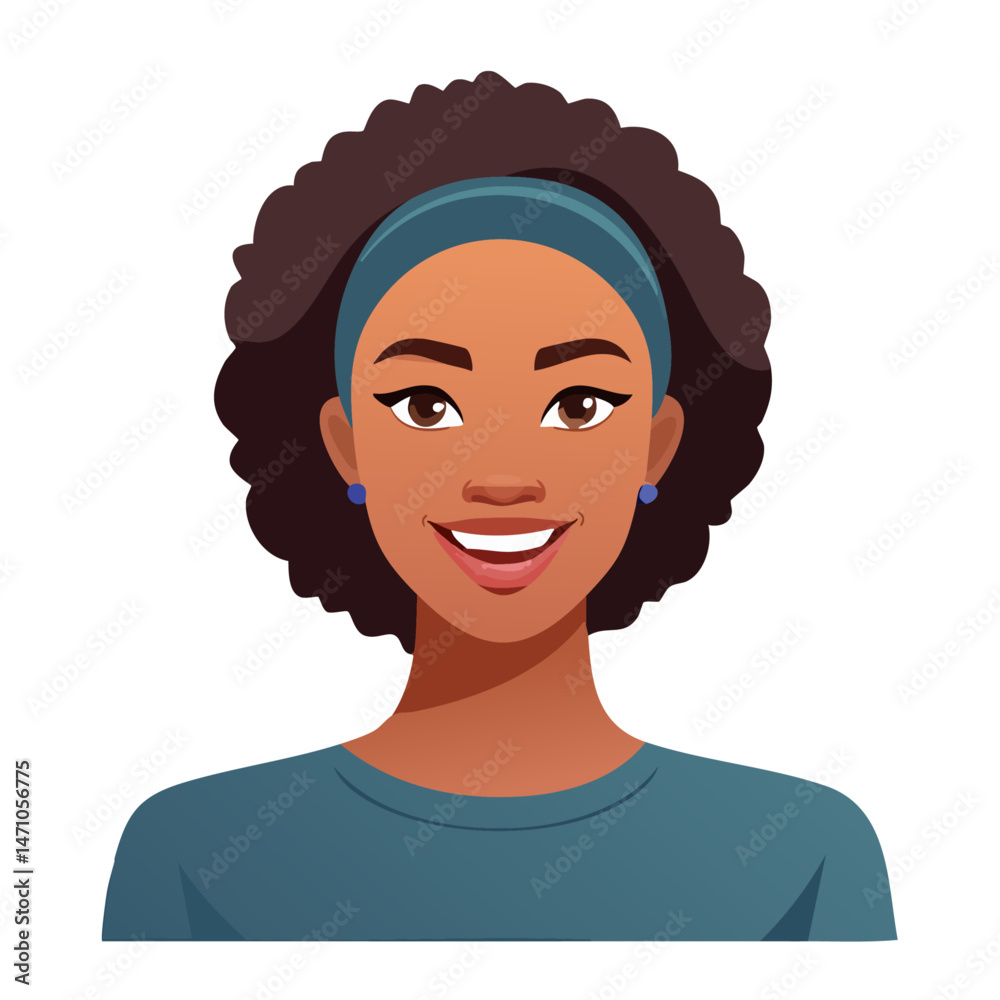 Flat Vector. Portrait of only one Woman. Simple Background. Flat Vector. Portrait of only one Woman. Simple Background.