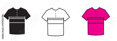 T shirt vector icon set . plain T-shirts in both outline and filled styles. Perfect for fashion, clothing, and apparel branding designs.  