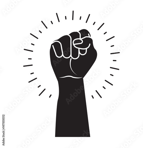 Raised fist silhouette vector . eps 10