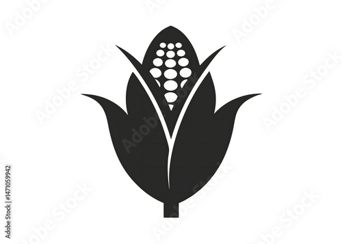 Flat and Minimal sweet corn icon design, black silhouette vector illustration isolated on white background