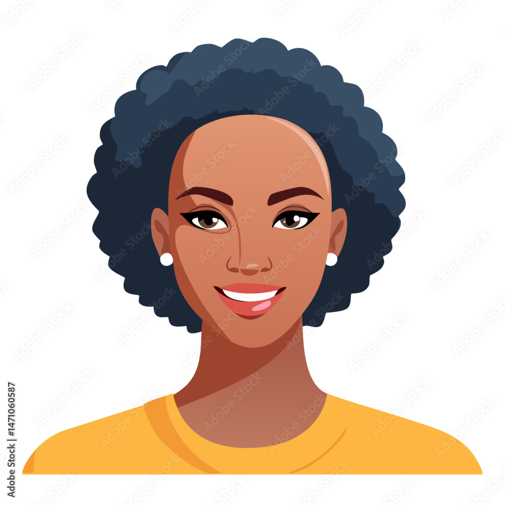 Flat Vector. Portrait of only one Woman. Simple Background. Flat Vector. Portrait of only one Woman. Simple Background.