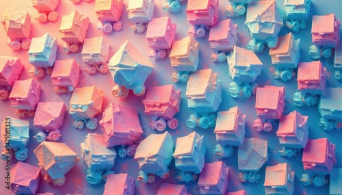 Abstract geometric stroller pattern, pastel colors, texture, illustration