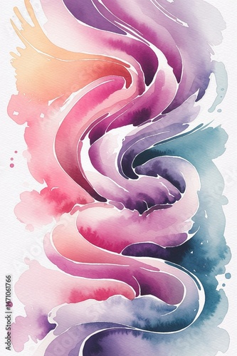 A painting of a colorful swirl with a blue and purple background