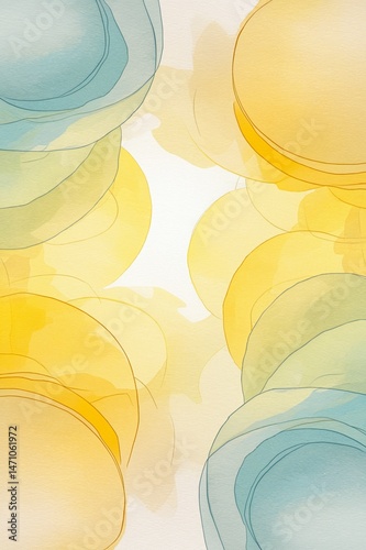 A painting of circles in various sizes and colors