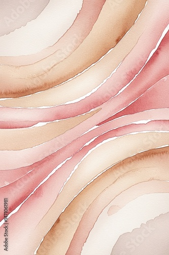 A watercolor painting of a pink and tan line with a white background