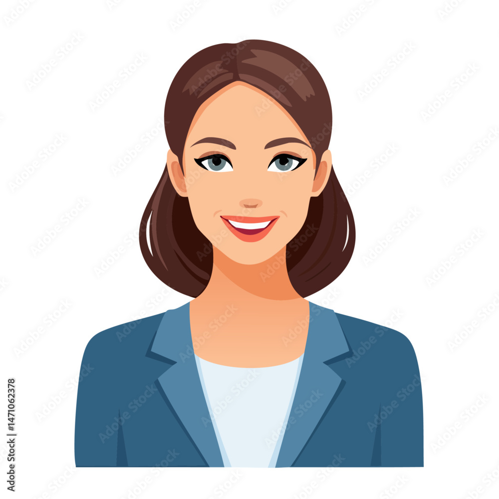 Flat Vector. Portrait of only one Woman. Simple Background. Flat Vector. Portrait of only one Woman. Simple Background.