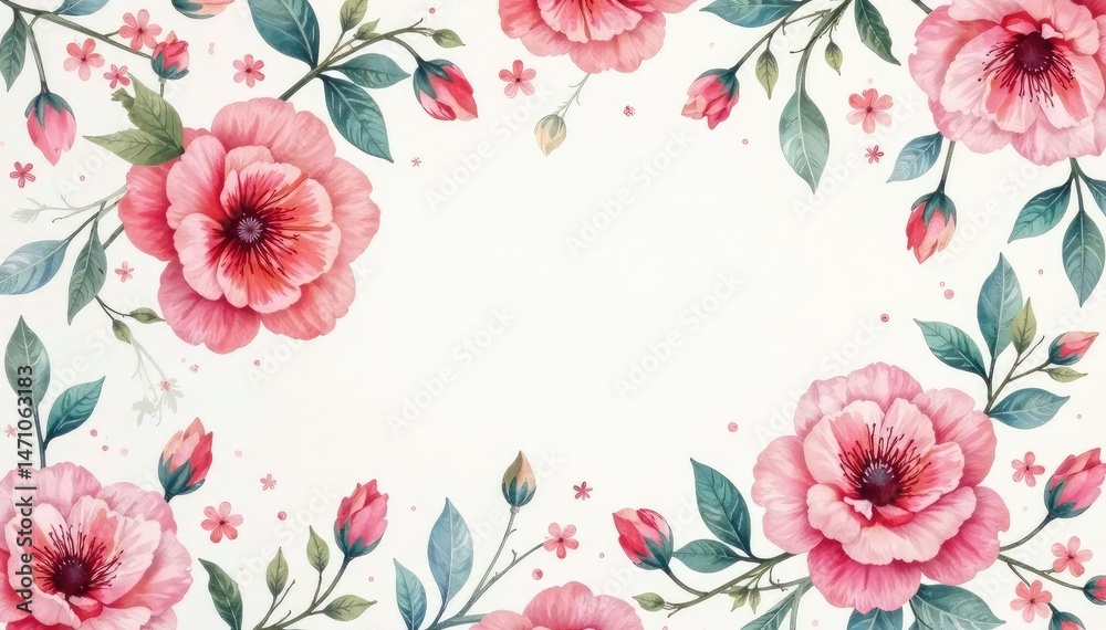Fototapeta Delicate watercolor floral pattern, soft pastel hues, shabby chic, feminine, spring